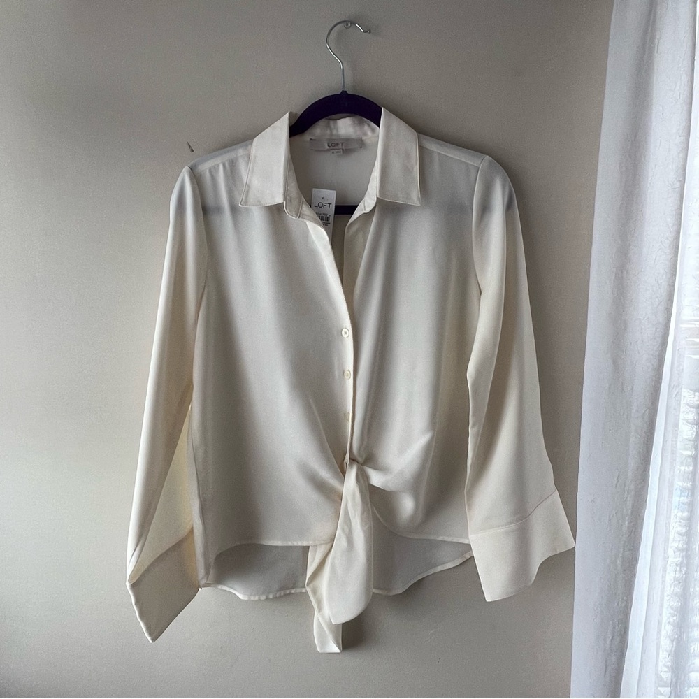 Tie front button down blouse